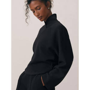 REISS Nova Premium Interlock Shawl-Neck Sweatshirt